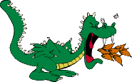 Fire breathing cartoon dragon