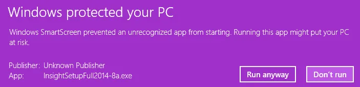 Windows Insight SmartScreen issue