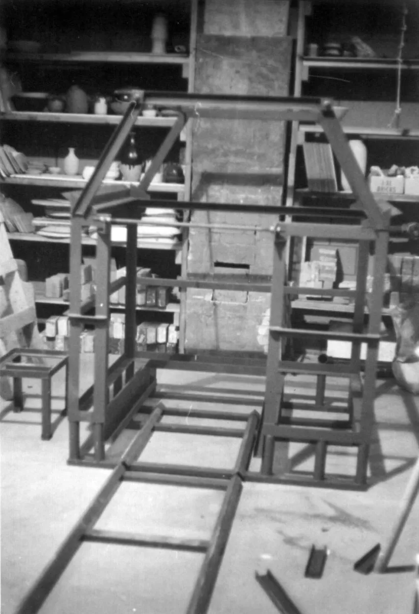 Welded frame of Lindoe gas kiln