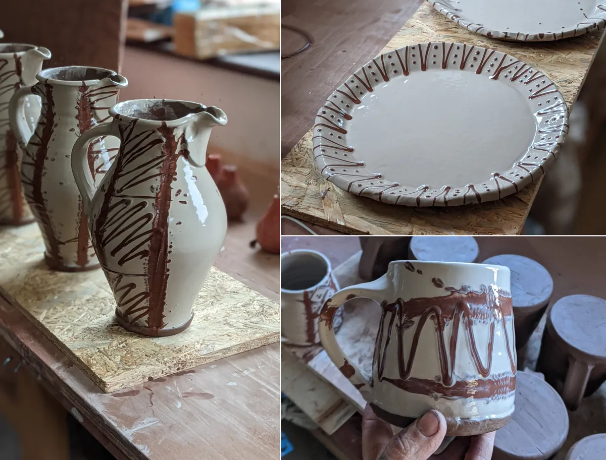 Freshly slipped UK slipware