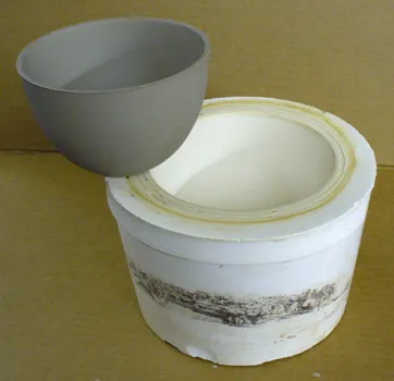 A slip cast bowl just removed from its plaster mold