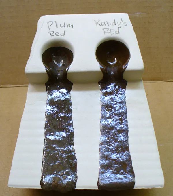 Iron Red glazes look a little different in a flow tester