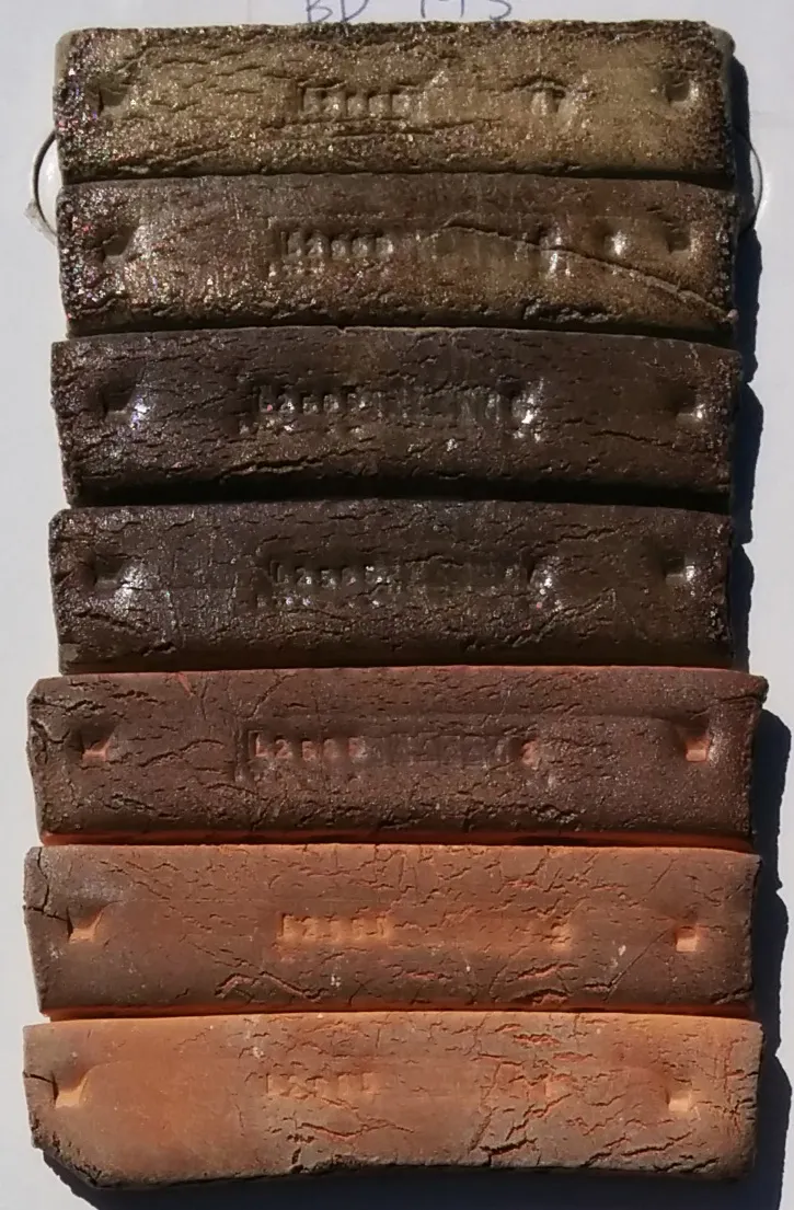 Fired bentonite test bars are dark brown