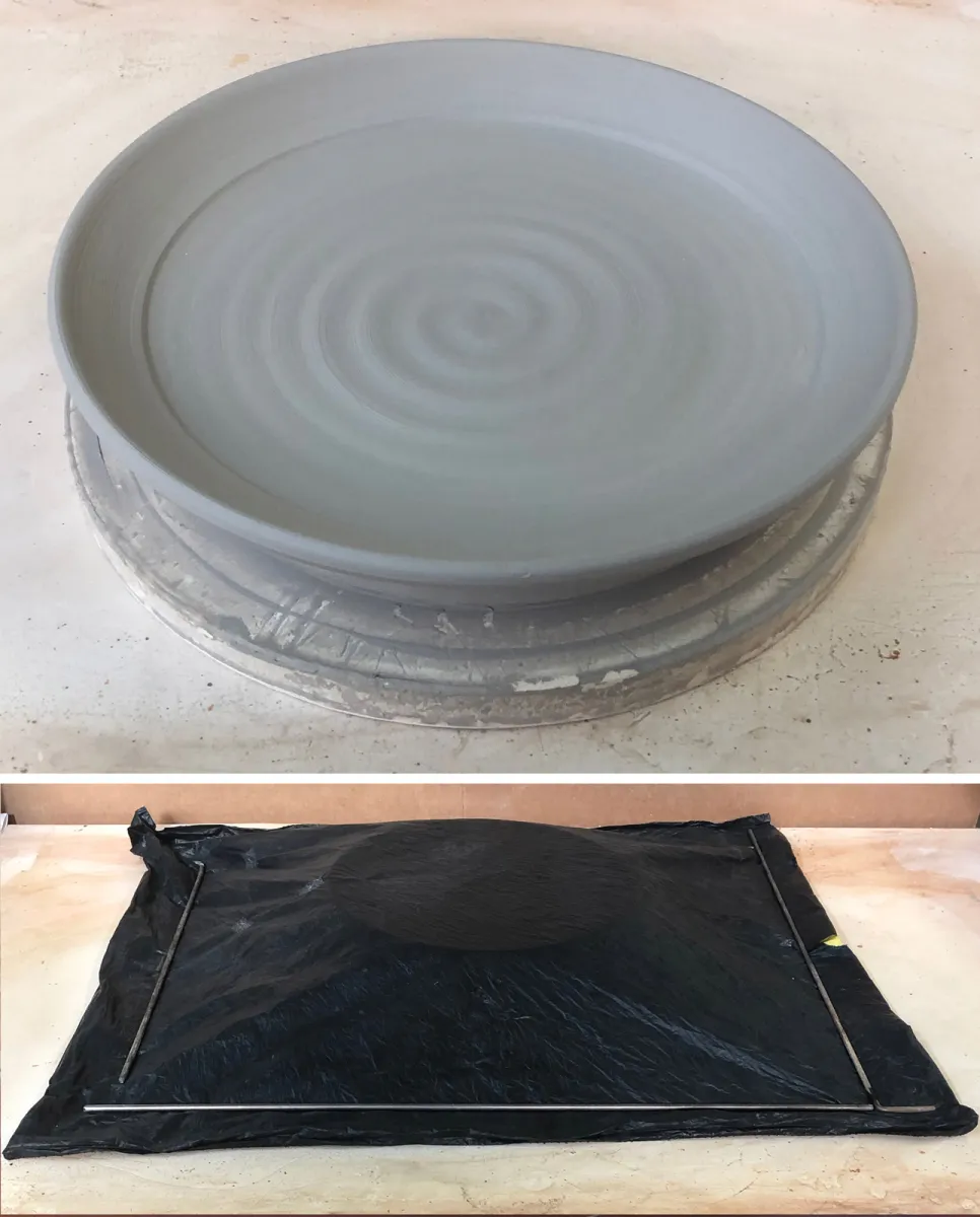 A large freshly thrown plate