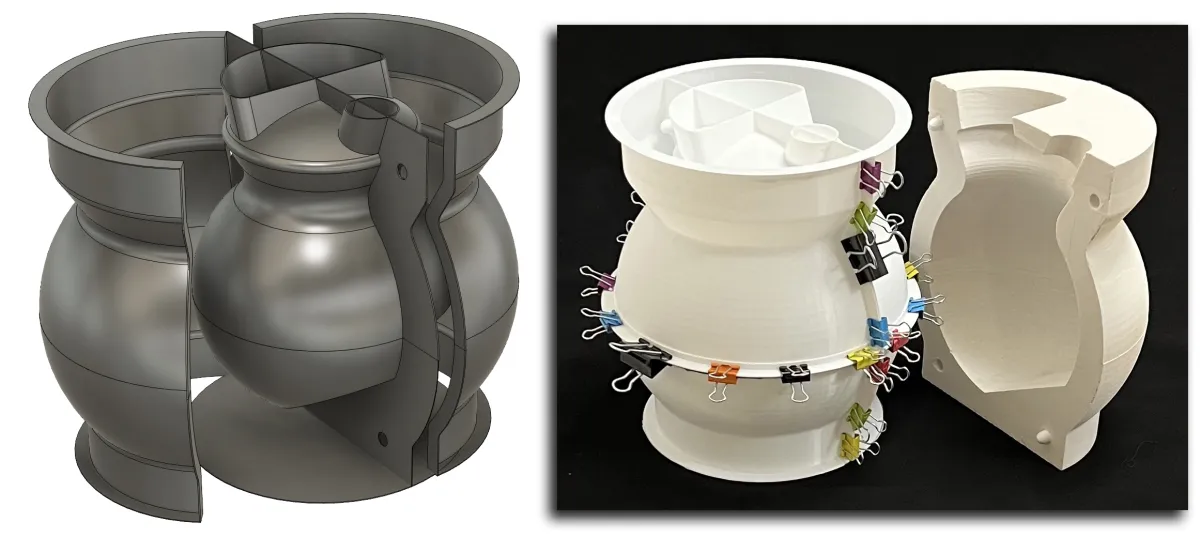 All-in-one 3D printed slip casting block mold with flanges