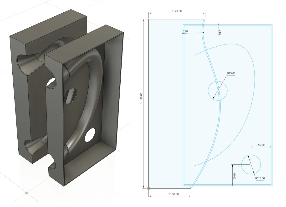 3D printed mug handle block mold