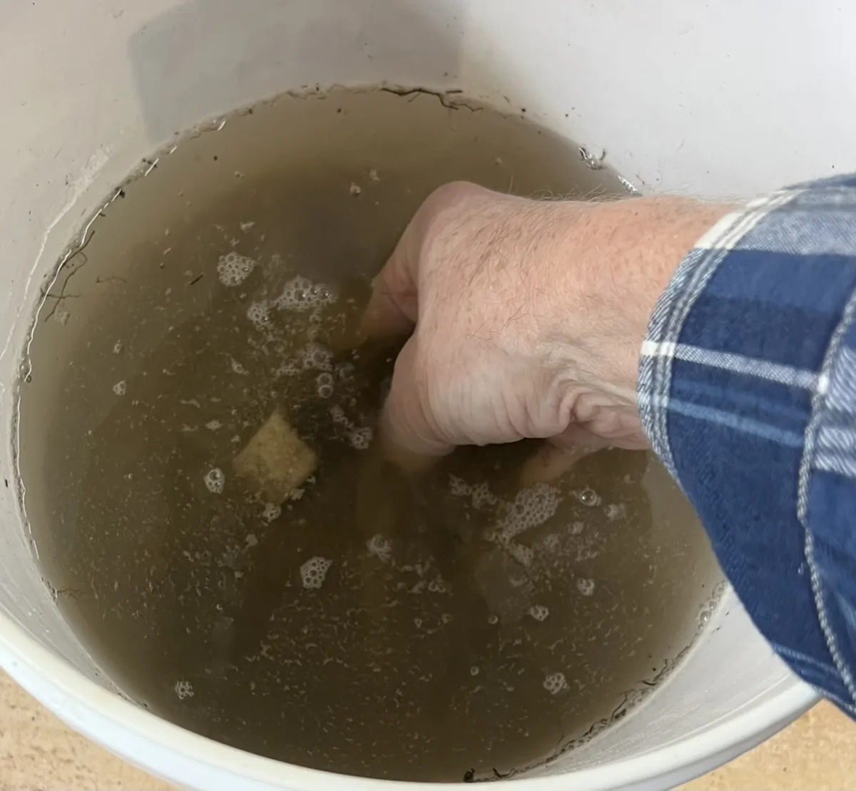 Feel the slurry consistency with your hand