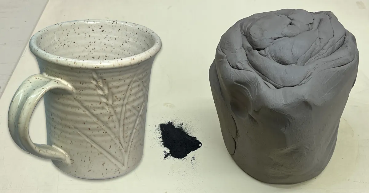 Wet clay + manganese = speckled mug
