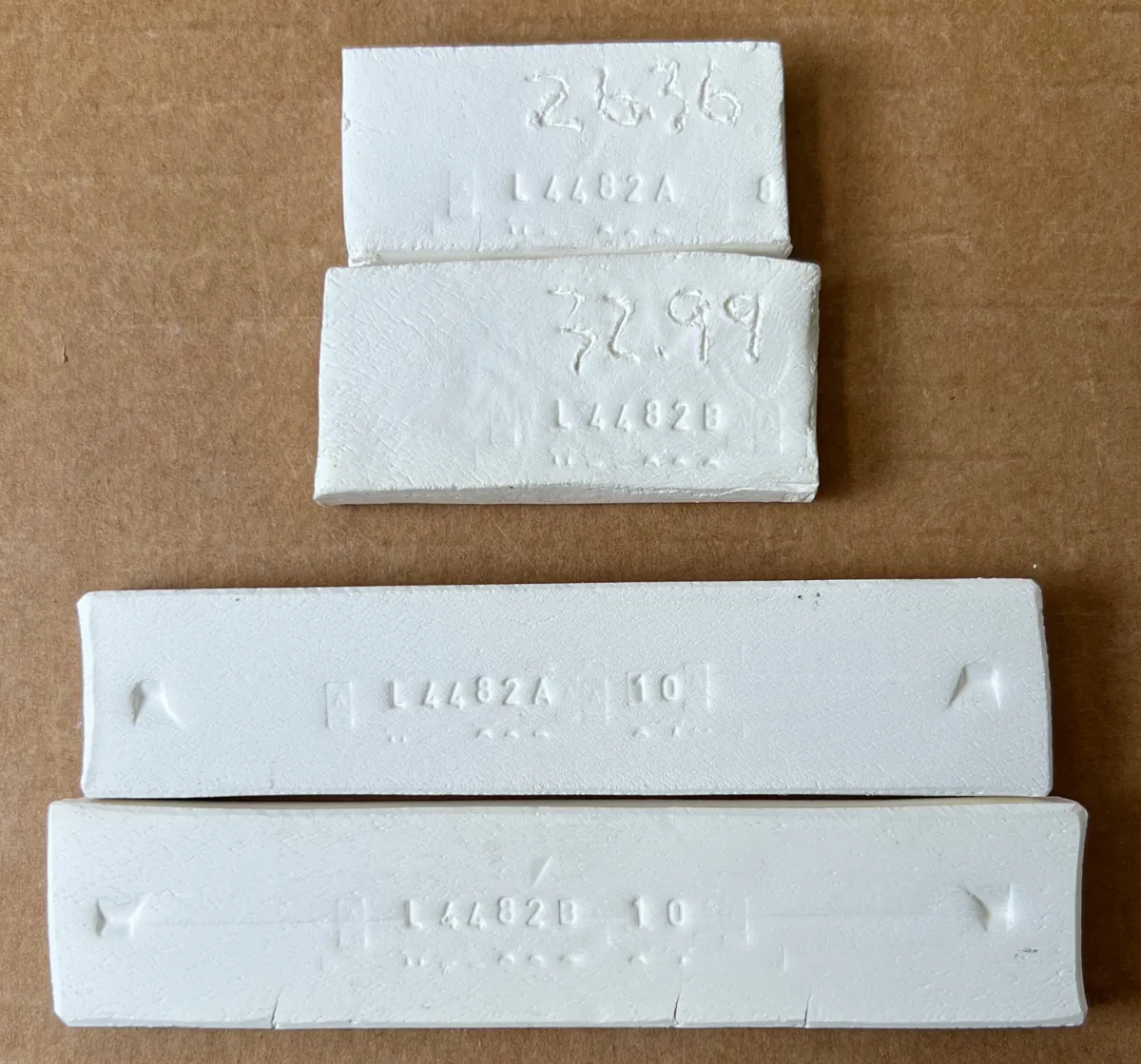 Fired kiln wadding test bars