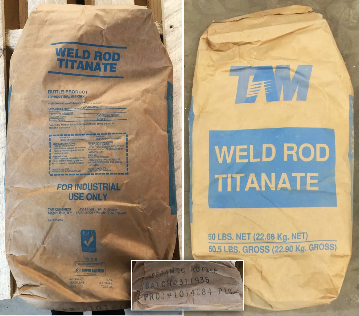An original container bag of ceramic rutile