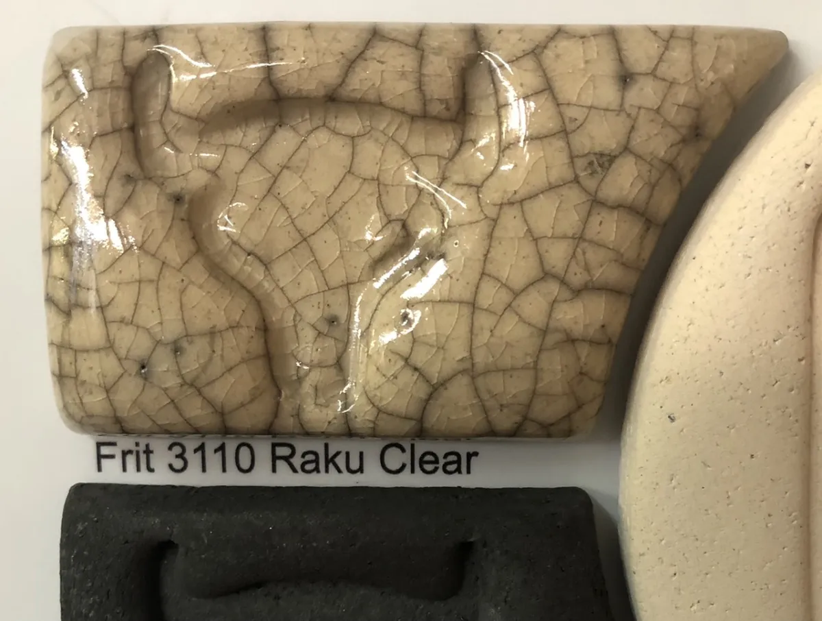 A glazed tile showing the raku crackle effect