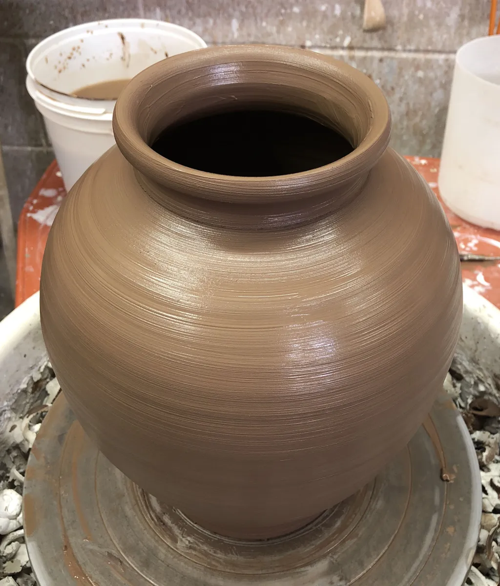 Vase thrown on potters wheel