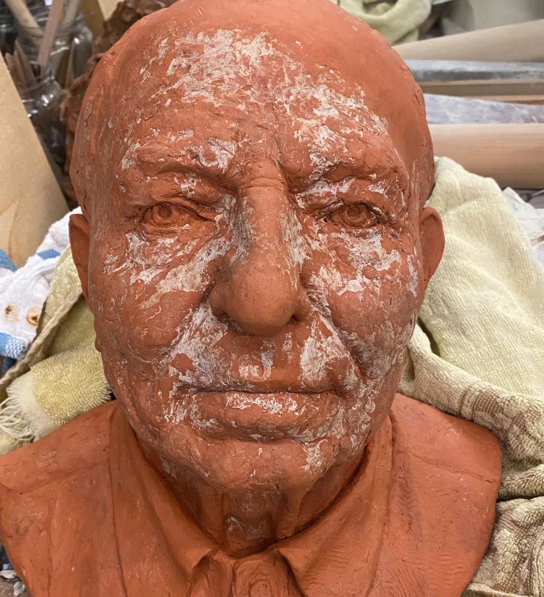 Soluble salts on sculptural piece