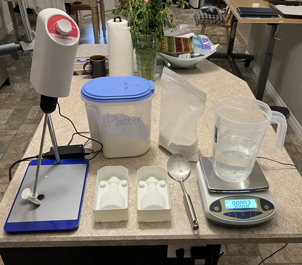 Making plaster molds in my kitchen