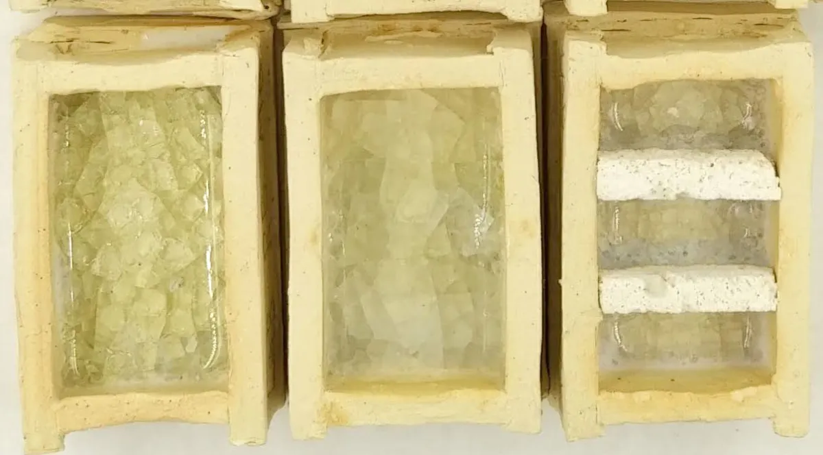 Frit, Soda Ash and Custer Feldspar fired at cone 10R