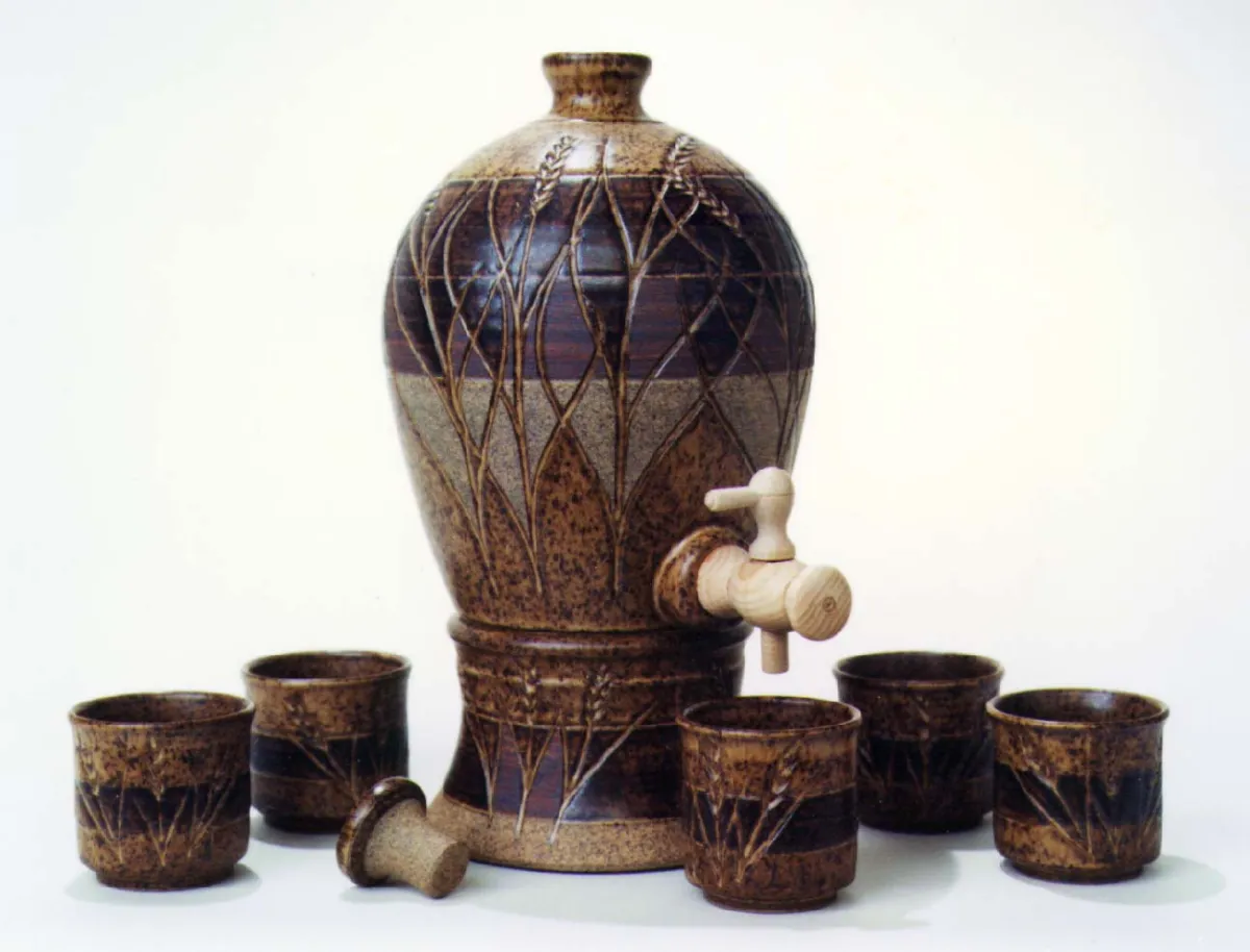 H443 wine set fired at cone 10R by Tony Hansen