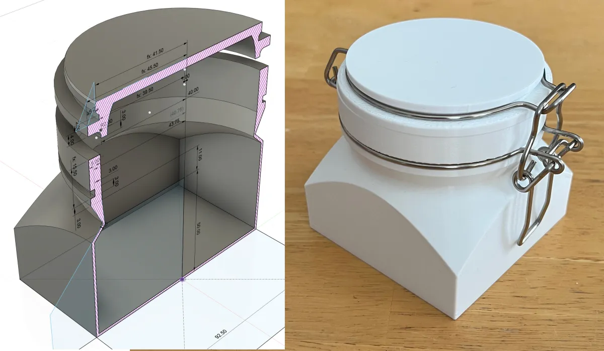 3D printed jar to test a bail-and-latch mechanism