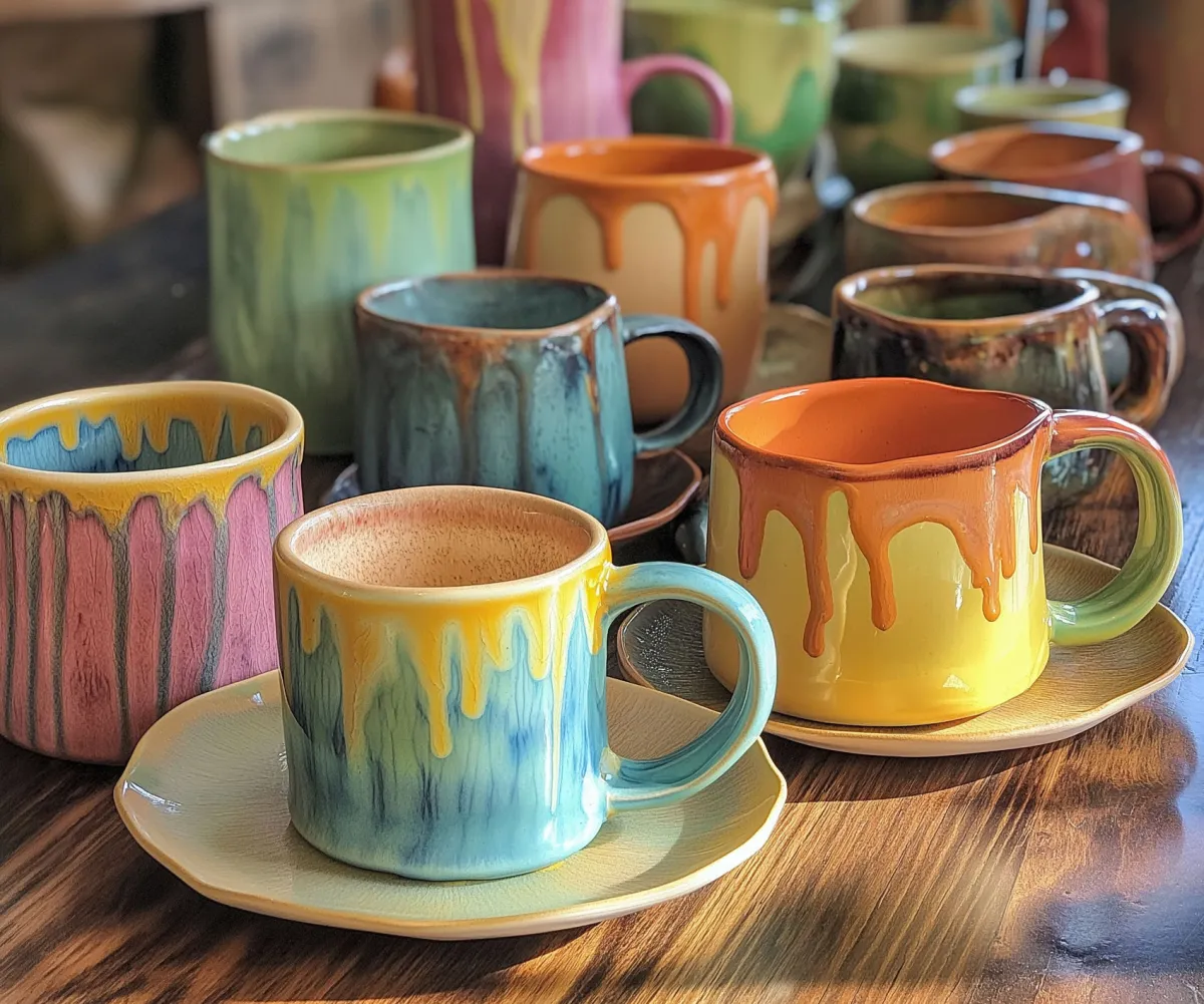 Brightly colored commercial brushing glazes