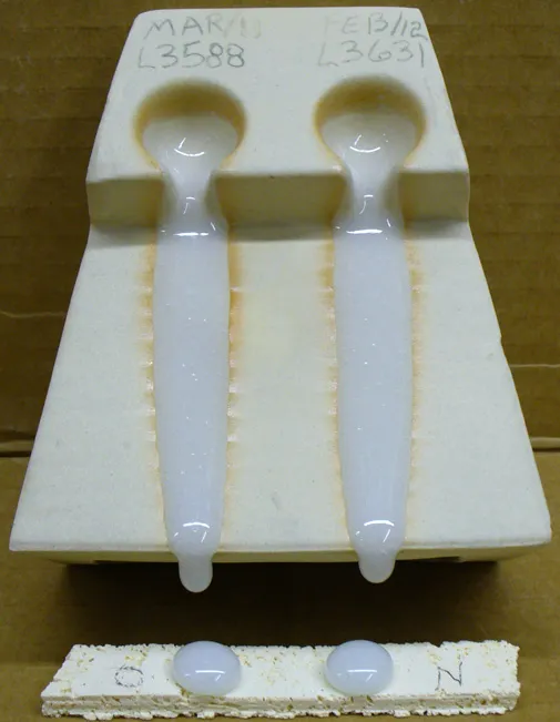 Comparing the melt fluidity of two shipments of Custer Feldspar