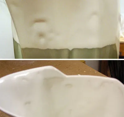 Crawling glaze on slip cast ware is common