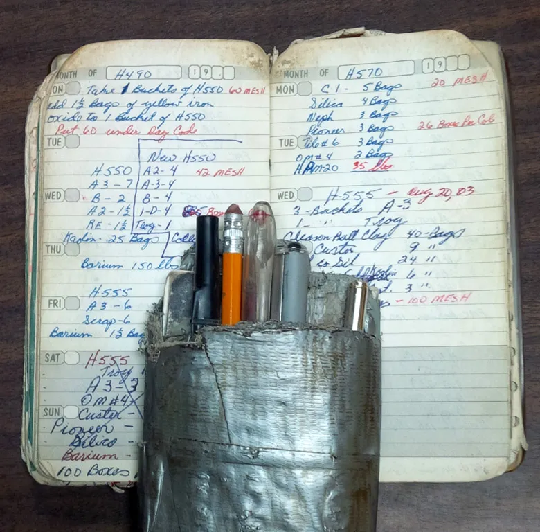 An example of a production log book that a ceramic industry worker keeps