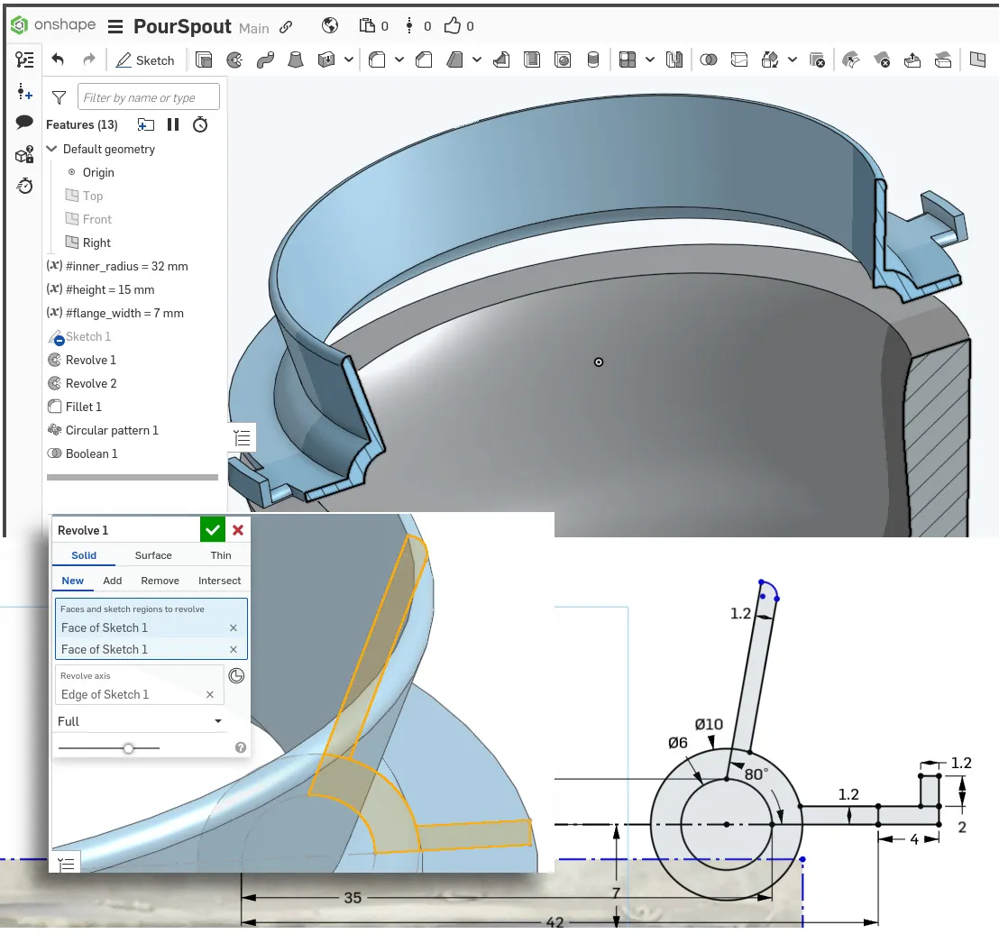 3D Printed Pour-spout Forms a Rounded Lip
First date with OnShape went great!