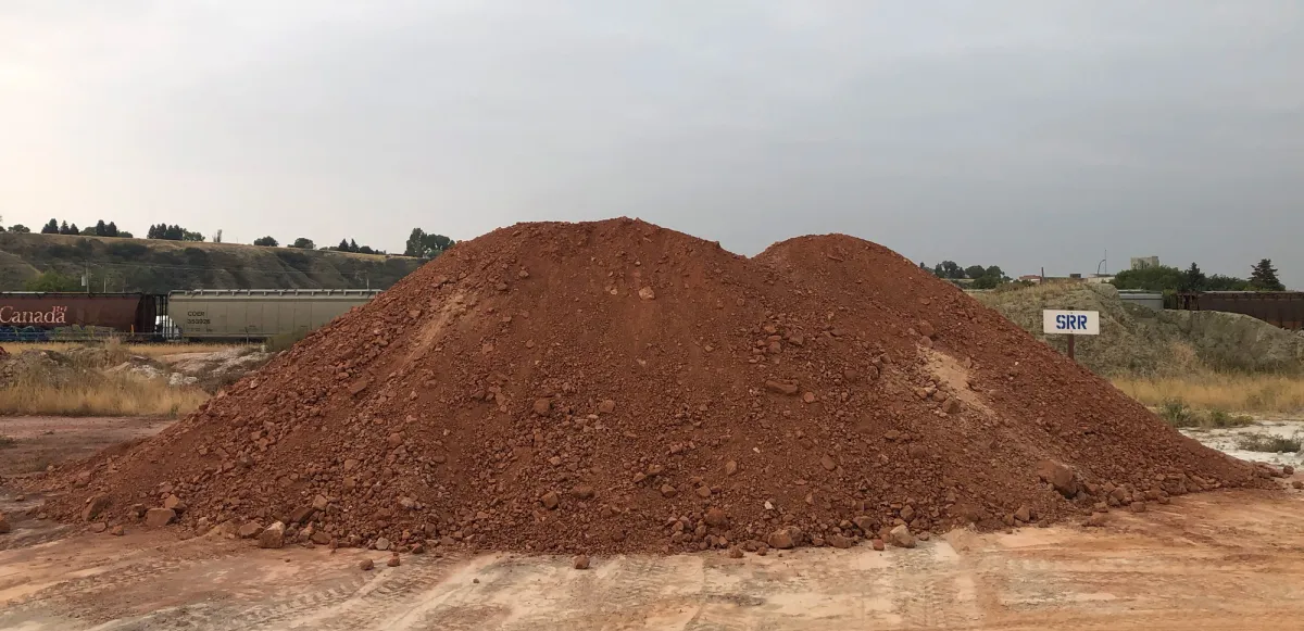 A pile of red clay in the lump form
