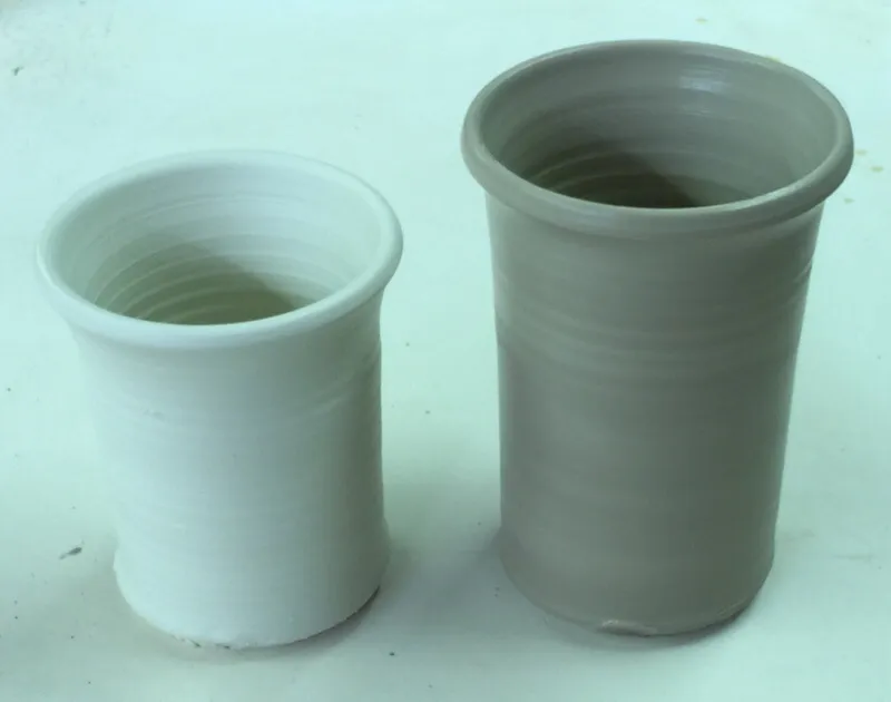 Mugs thrown from two pure kaolins