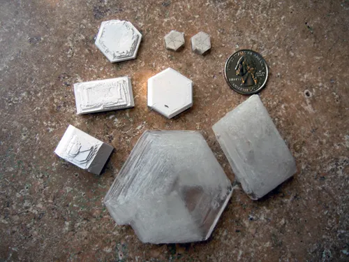 Crystals found growing in a glaze containing lithium carbonate