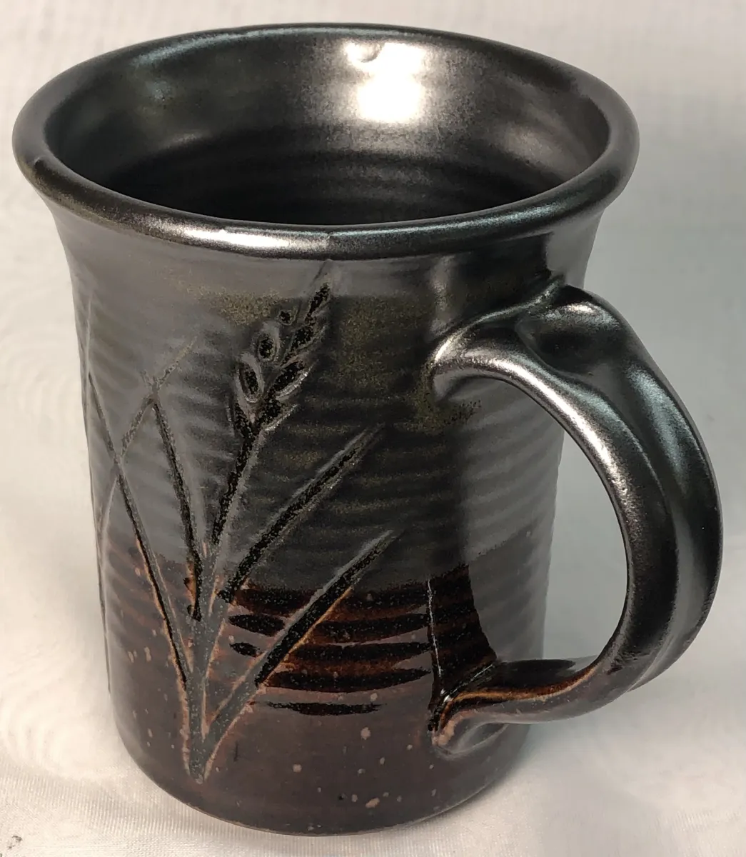 Metallic black glazed mug