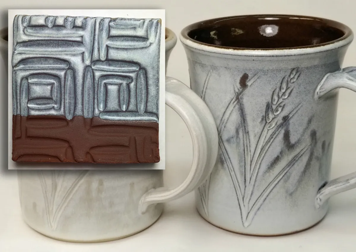 A titanium opacified glaze on a mug