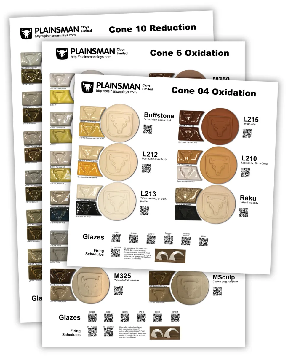 2020 Sample Boards for Plainsman Clay Bodies