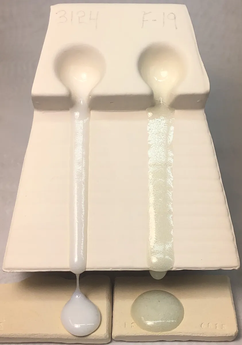 Melt flow test of Frit 3124 vs F-19