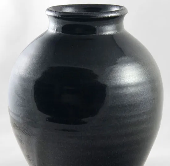 Cone 10R gunmetal black pure Alberta slip glaze
