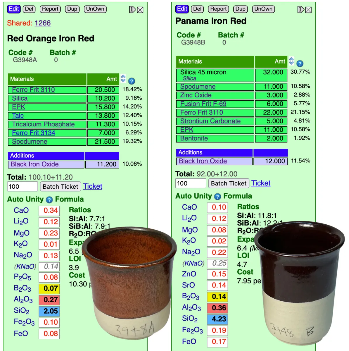 Iron red glazed cups