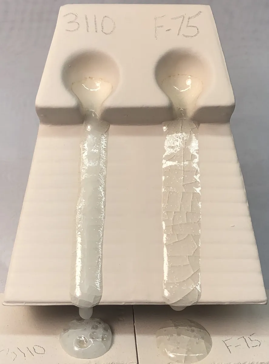 Melt flow test of Frit 3110 vs F-75
