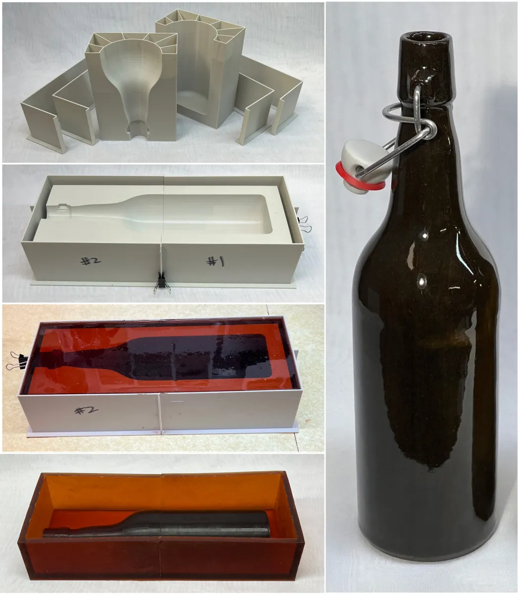 Casting a rubber case mold for the beer bottle