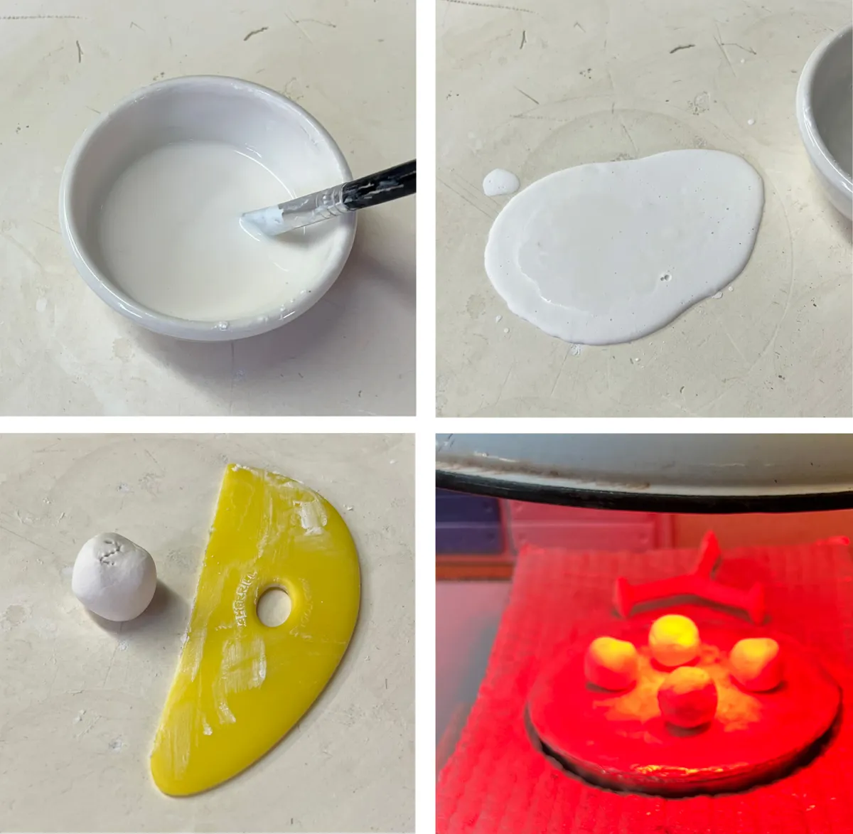 Melt fluidity balls using Veegum