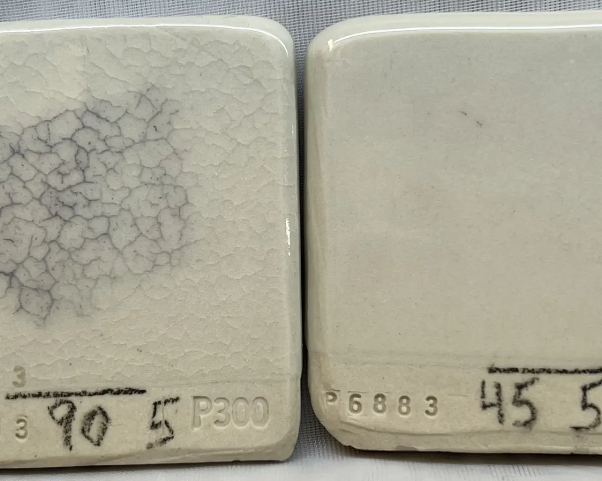 A glaze stops crazing with 45 micron silica