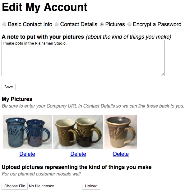 Upload pictures of your ware