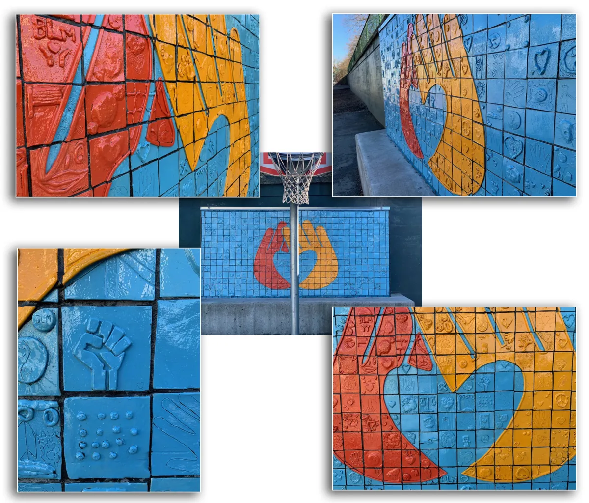 Mural made using talc body and underglazes only