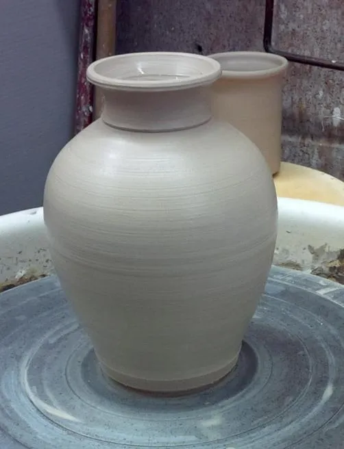 A thrown vase made of a Gerstley Borate glaze
