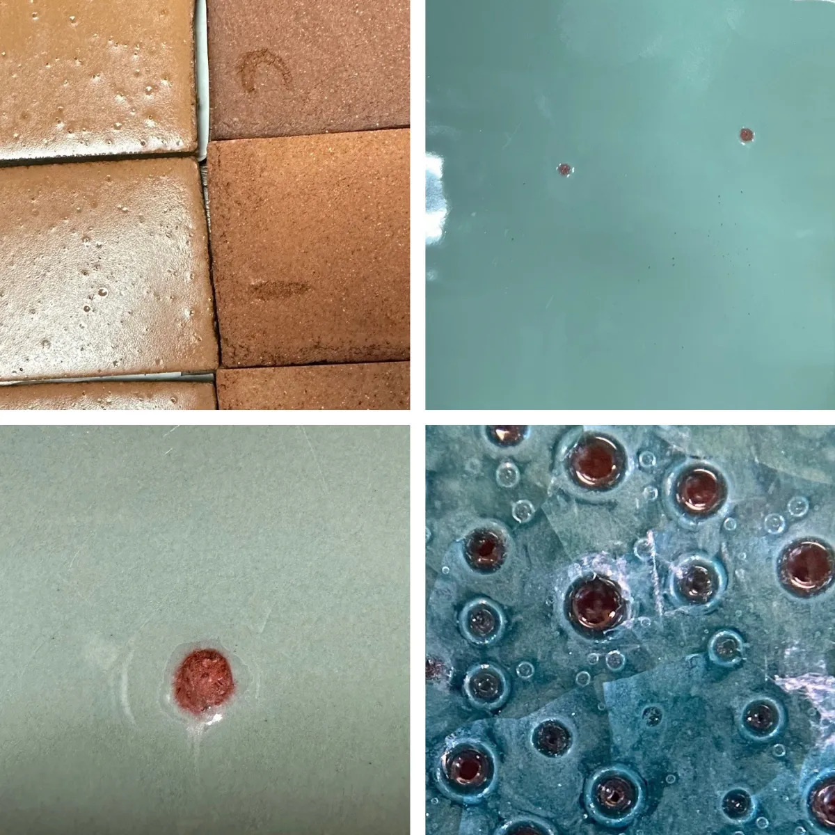 Bubbles and blister in a low fire ceramic tile