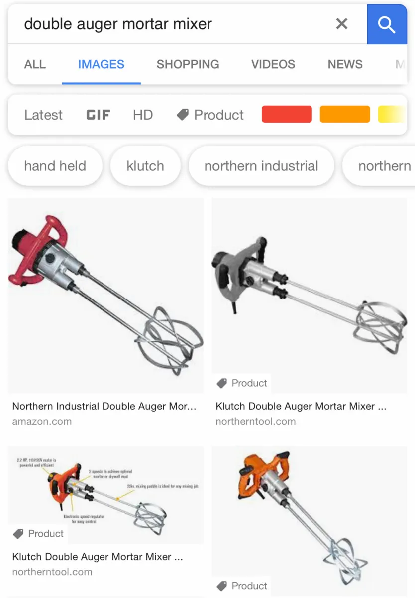 Double auger mortar mixer