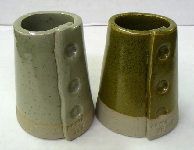 Ravenscrag Slip GR6-A and Alberta Slip GA6-A glazes on M340 at cone 5 reduction.